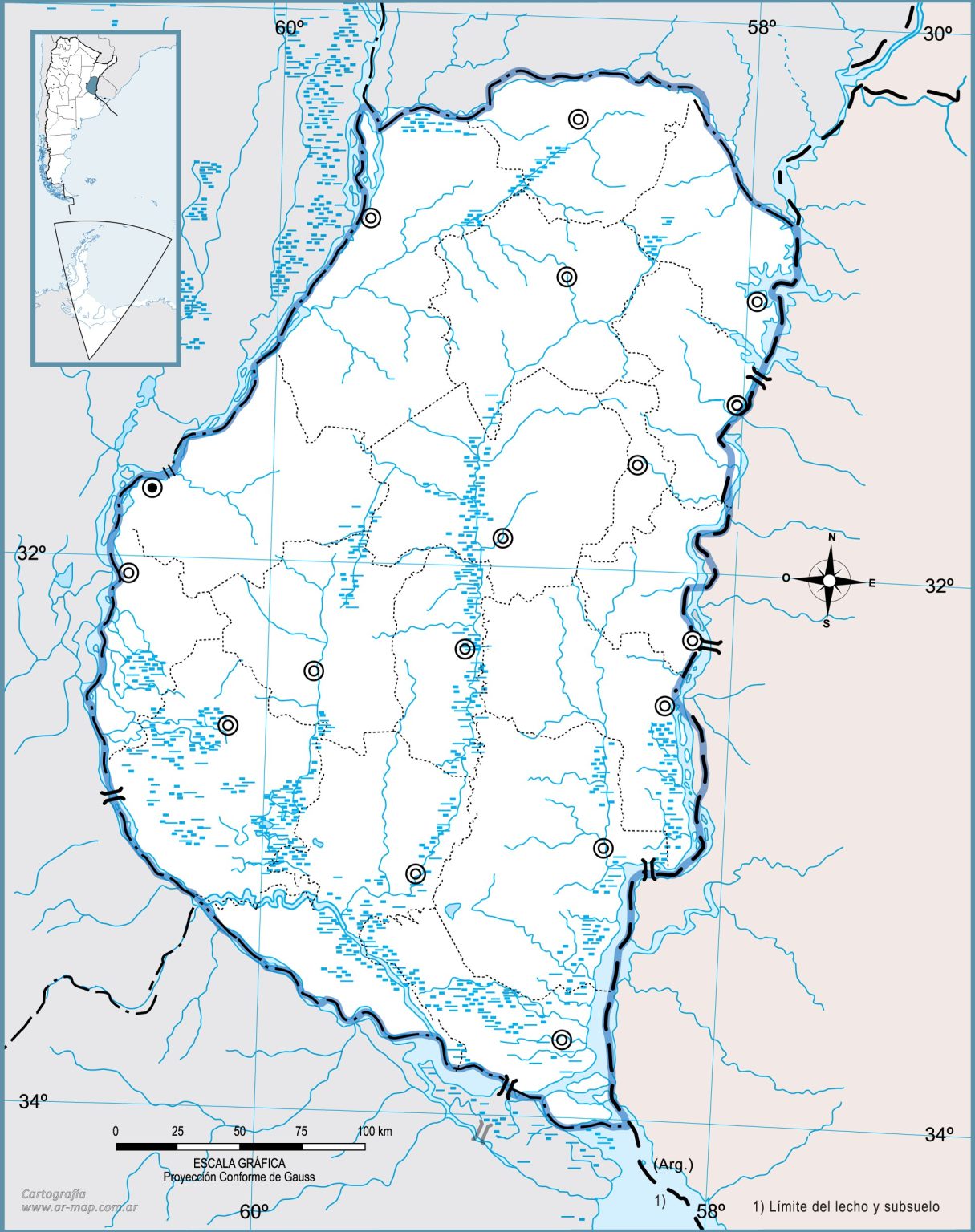 Mapa mudo de la provincia de Entre Ríos - Galería de mapas
