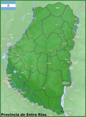Mapa físico de la provincia de Entre Ríos
