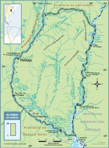 Mapa topográfico de la provincia de Entre Ríos.