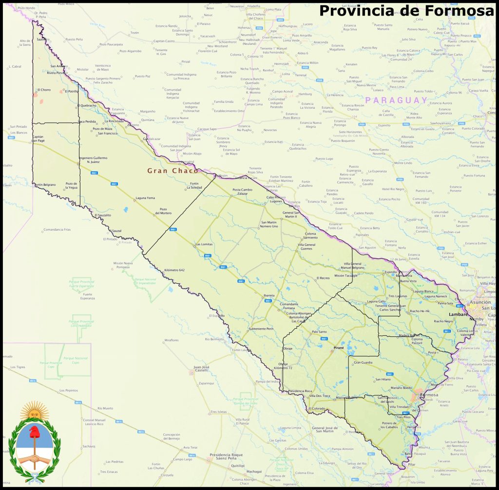Mapa de la provincia de Formosa.