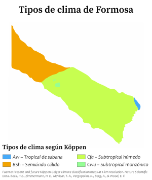 Mapa climático de la provincia de Formosa