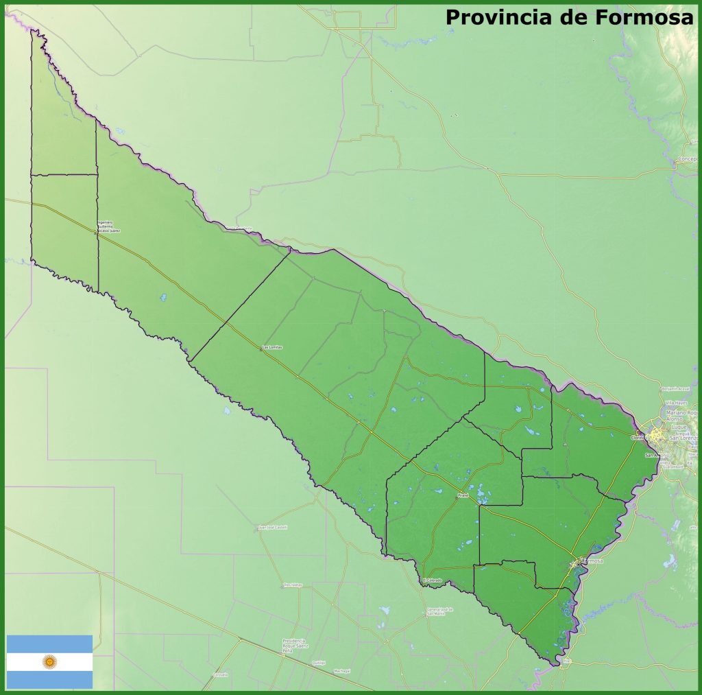 Mapa físico de la provincia de Formosa.