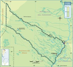 Mapa topográfico de la provincia de Formosa.