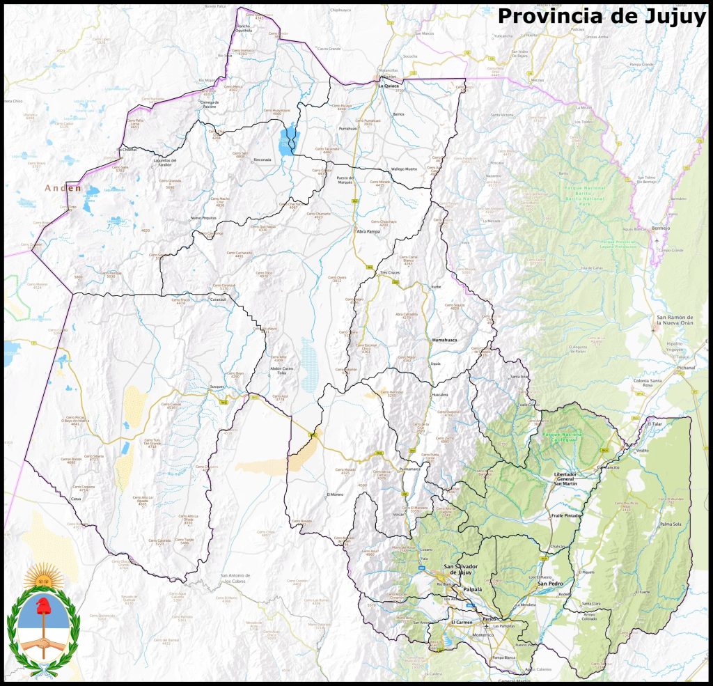 Mapa de la provincia de Jujuy.