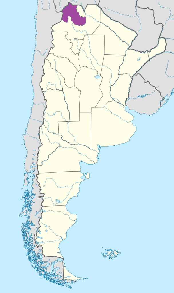 Mapa de ubicación de la provincia de Jujuy en Argentina.