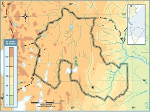 Mapa topográfico en blanco de la provincia de Jujuy.