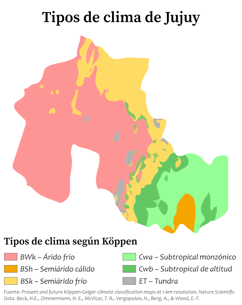 Mapa climático de la provincia de Jujuy.