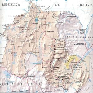 Mapa de relieve sombreado de la provincia de Jujuy.
