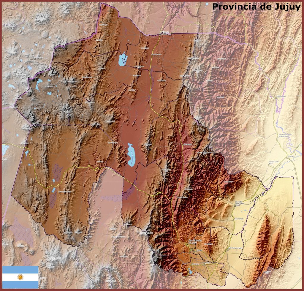 Mapa físico de la provincia de Jujuy.
