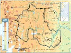 Mapa topográfico de la provincia de Jujuy.
