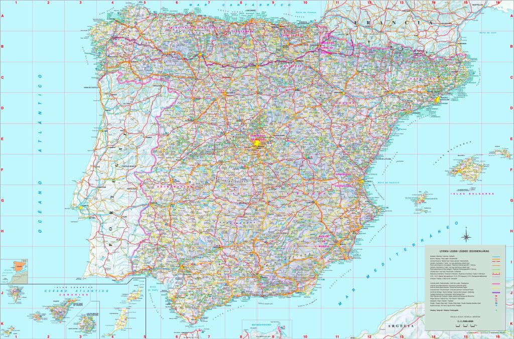 Mapa de carreteras de España.
