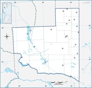 Mapa político mudo de la provincia de La Pampa.