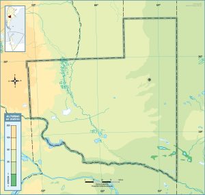 Mapa topográfico en blanco de la provincia de La Pampa.