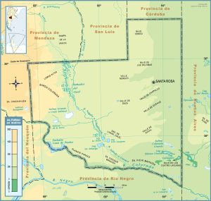 Mapa topográfico de la provincia de La Pampa.