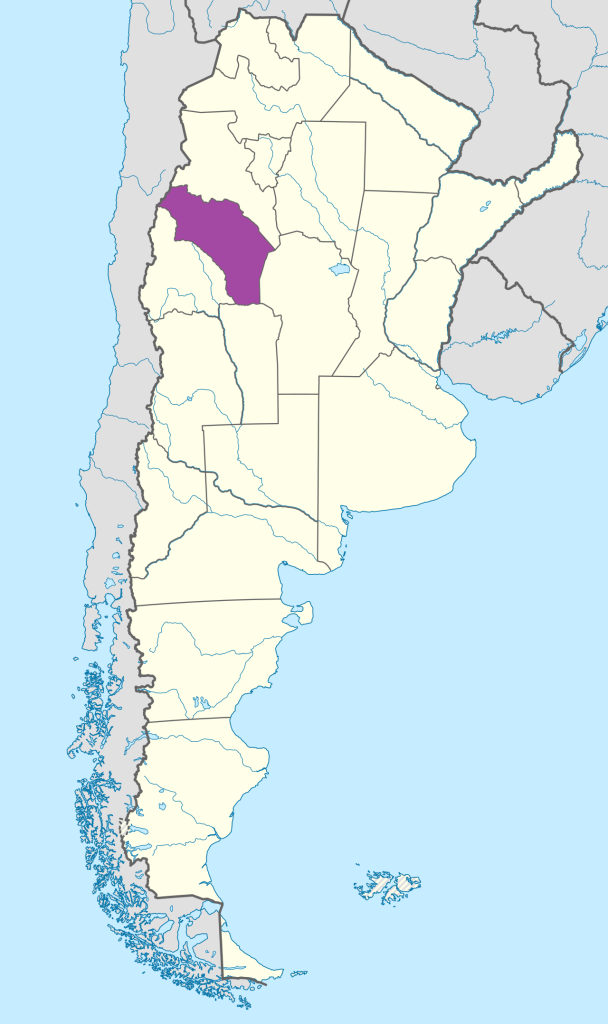 Mapa de ubicación de la provincia de La Rioja en Argentina.