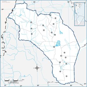 Mapa político mudo de la provincia de La Rioja.