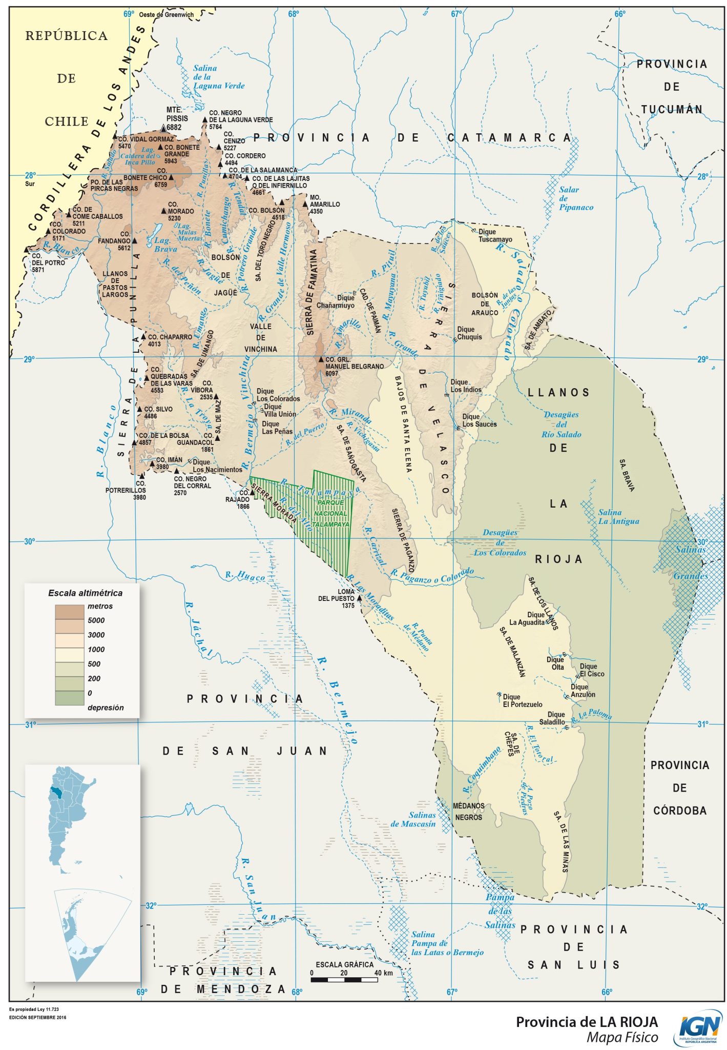Autol Rioja Mapa Mapa físico de la provincia de La Rioja (Argentina) - Galería de mapas