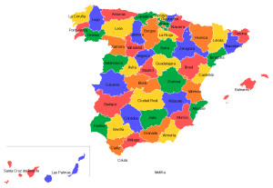 Mapa de las provincias del Reino de España.