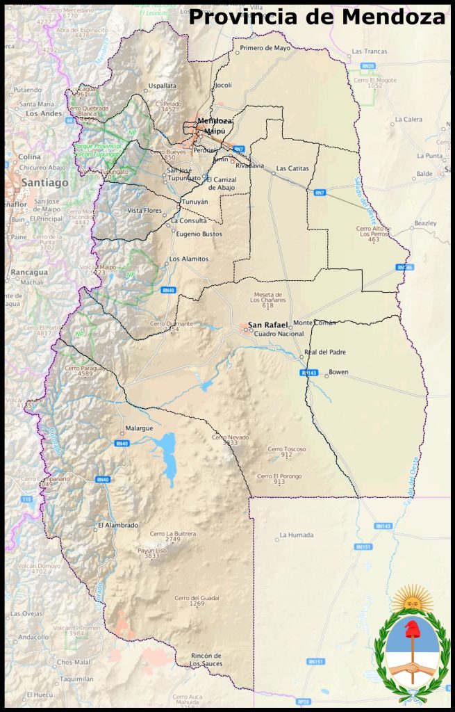 Mapa de la provincia de Mendoza.