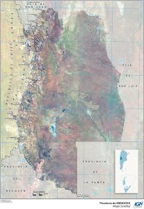 Mapa satelital de la provincia de Mendoza.