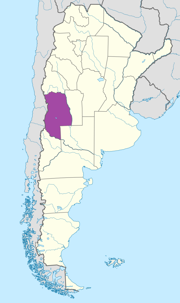 Mapa de ubicación de la provincia de Mendoza en Argentina.