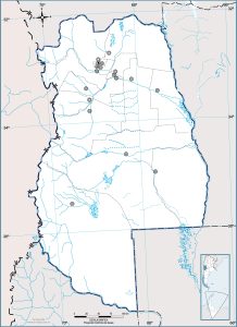 Mapa político mudo de la provincia de Mendoza.