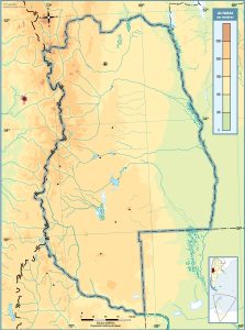 Mapa topográfico en blanco de la provincia de Mendoza.