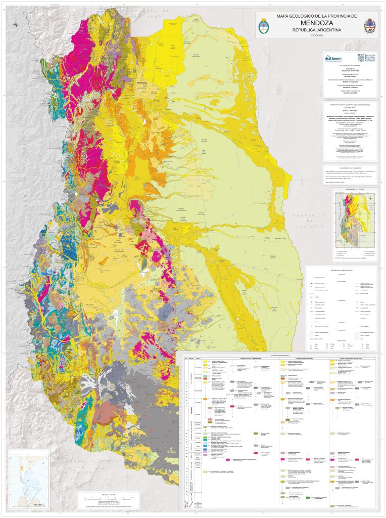 Mapa geológico de la provincia de Mendoza.