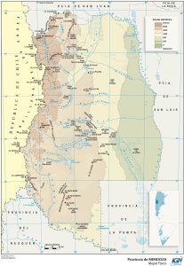 Mapa geográfico de la provincia de Mendoza.