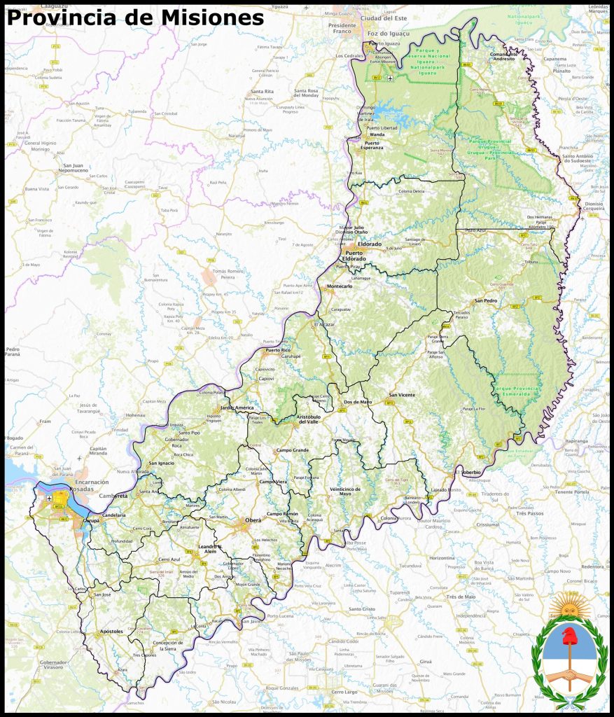 Mapa de la provincia de Misiones.