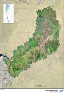Mapa satelital de la provincia de Misiones.