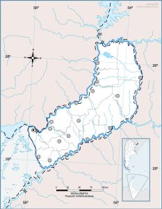 Mapa político mudo de la provincia de Misiones.