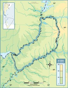 Mapa topográfico en blanco de la provincia de Misiones.