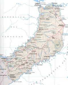 Mapa de relieve sombreado de la provincia de Misiones.