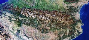 Imagen de satélite de los Pirineos. Imagen de satélite de los Pirineos.