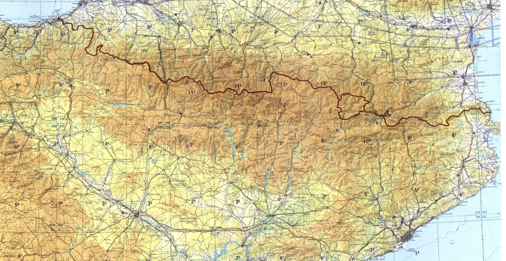 Mapa de los Pirineos.