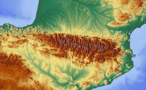 Mapa topográfico de los Pirineos.
