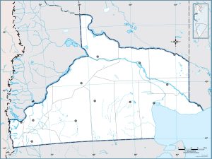 Mapa político mudo de la provincia de Río Negro.