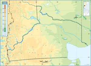 Mapa topográfico en blanco de la provincia de Río Negro.