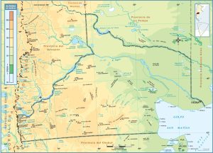 Mapa topográfico de la provincia de Río Negro.