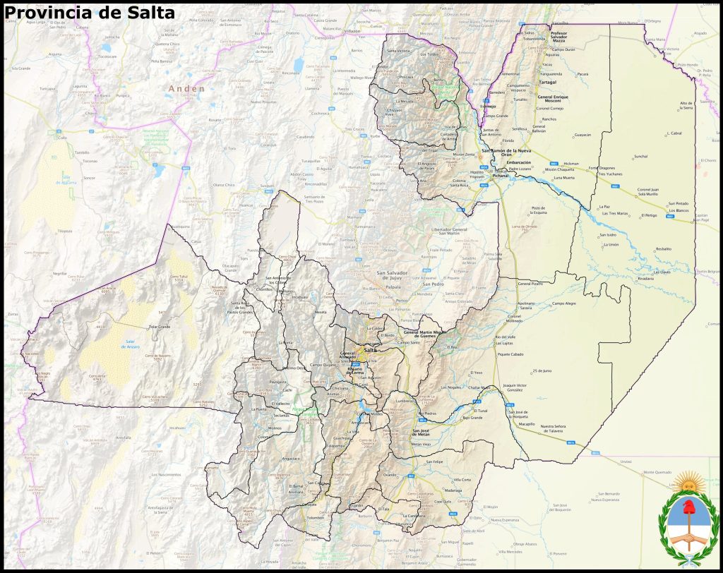 Mapa de la provincia de Salta.