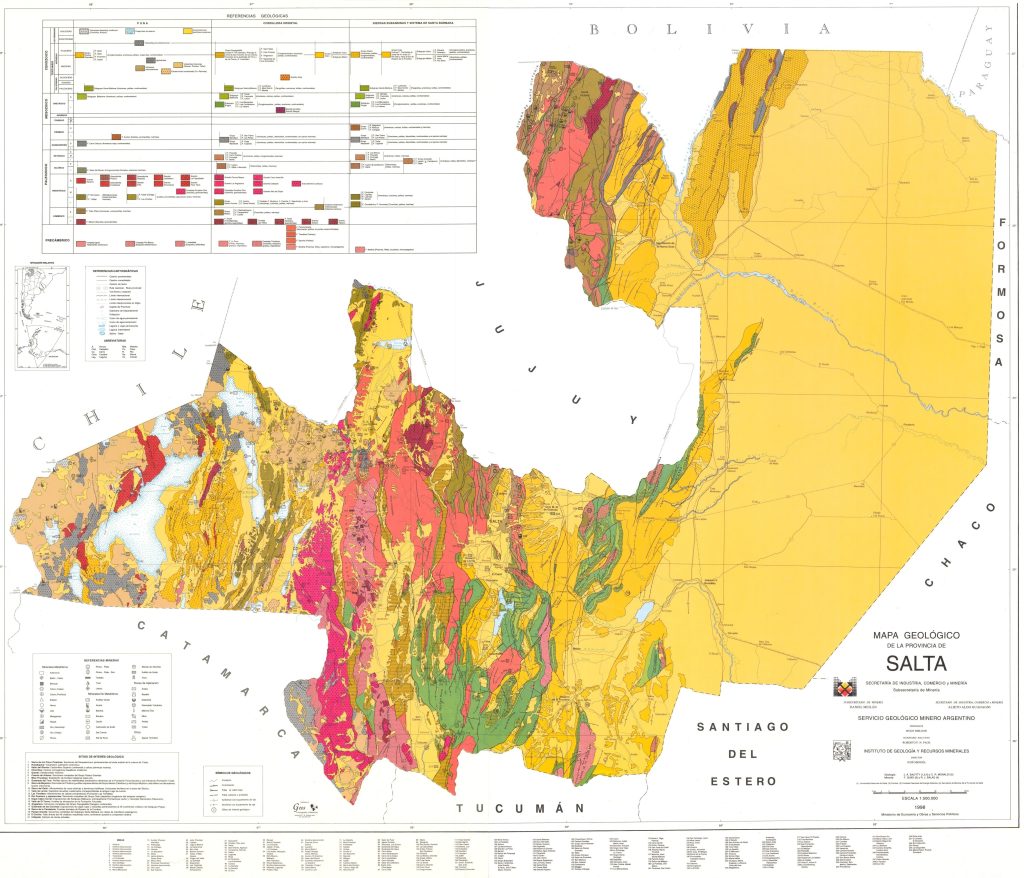 Mapa geológico de la provincia de Salta.