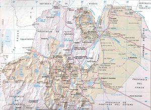 Mapa de relieve sombreado de la provincia de Salta.