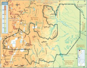 Mapa topográfico de la provincia de Salta.
