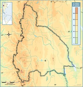 Mapa topográfico en blanco de la provincia de San Juan (Argentina).