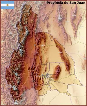 Mapa físico de la provincia de San Juan (Argentina)