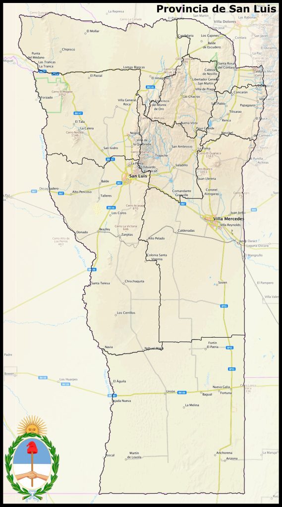 Mapa de la provincia de San Luis.