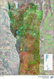 Mapa satelital de la provincia de San Luis.