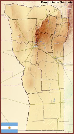Mapa físico de la provincia de San Luis