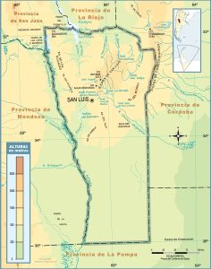 Mapa topográfico de la provincia de San Luis.